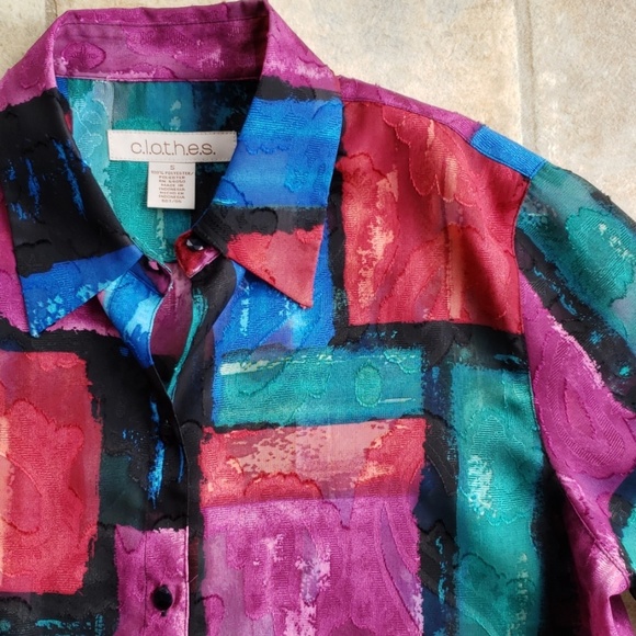 NWT c.l.o.t.h.e.s. BUTTON DOWN SHEER TOP - Picture 1 of 8